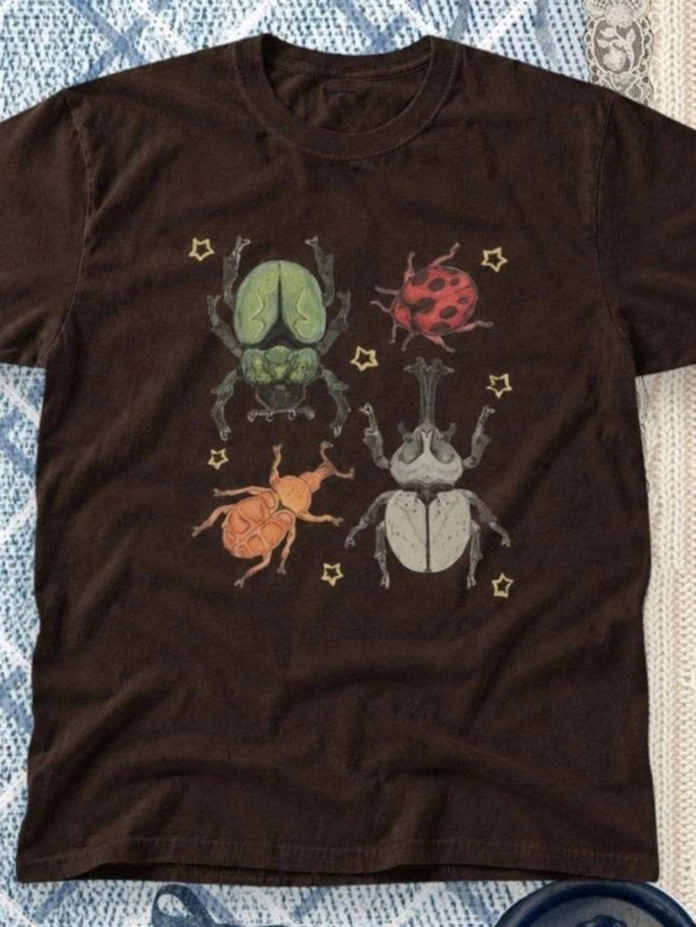 Insect Graphic Short Sleeve Tee in Brown
